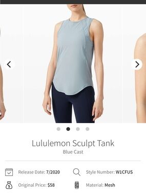 lululemon athletica Sculpt Tank in Light Blue